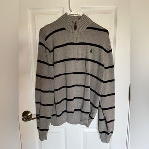Polo Ralph Lauren Gray and Blue Striped Sweater Size L
